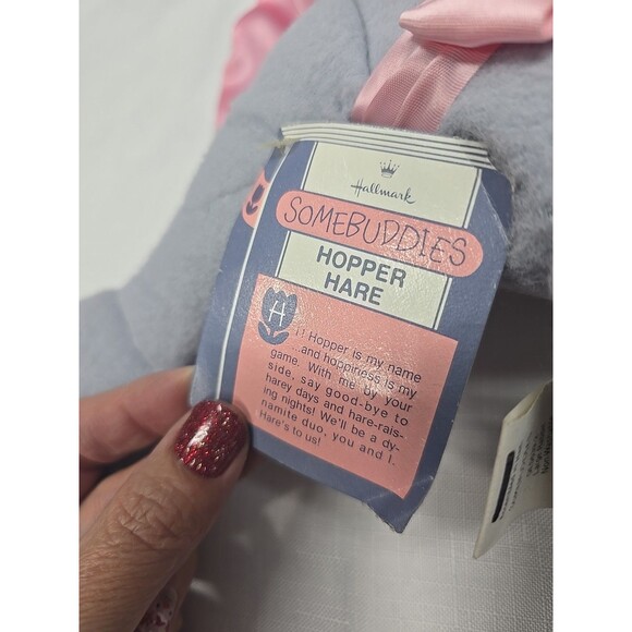 Vintage 1985 Hallmark Somebuddies Hopper Hare Bunny Rabbit Stuffed Plush Rare - Picture 9 of 16